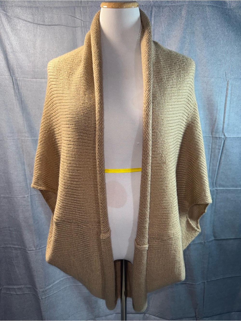 1423-Charlotte Russe Camel Open-Front Knit Poncho